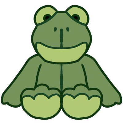 a light green frog plushie.